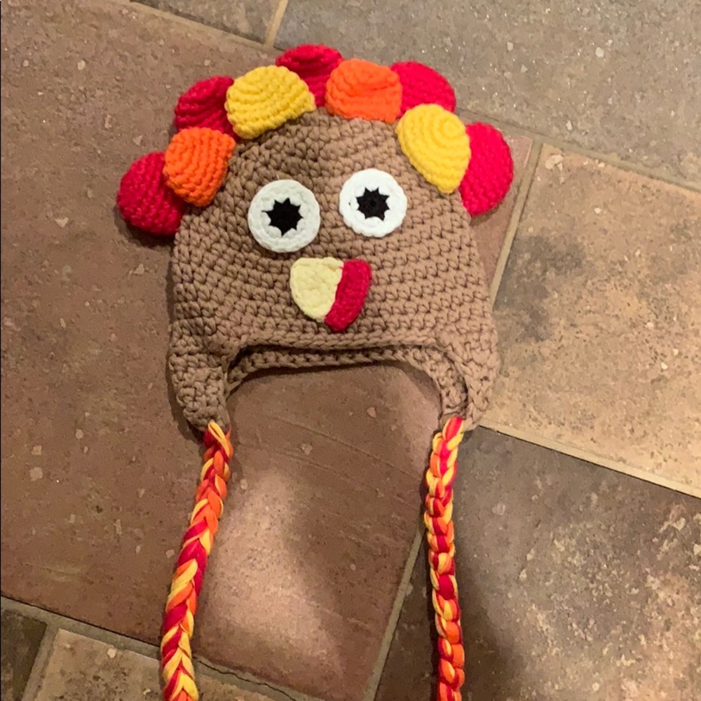 Hand knit turkey hat